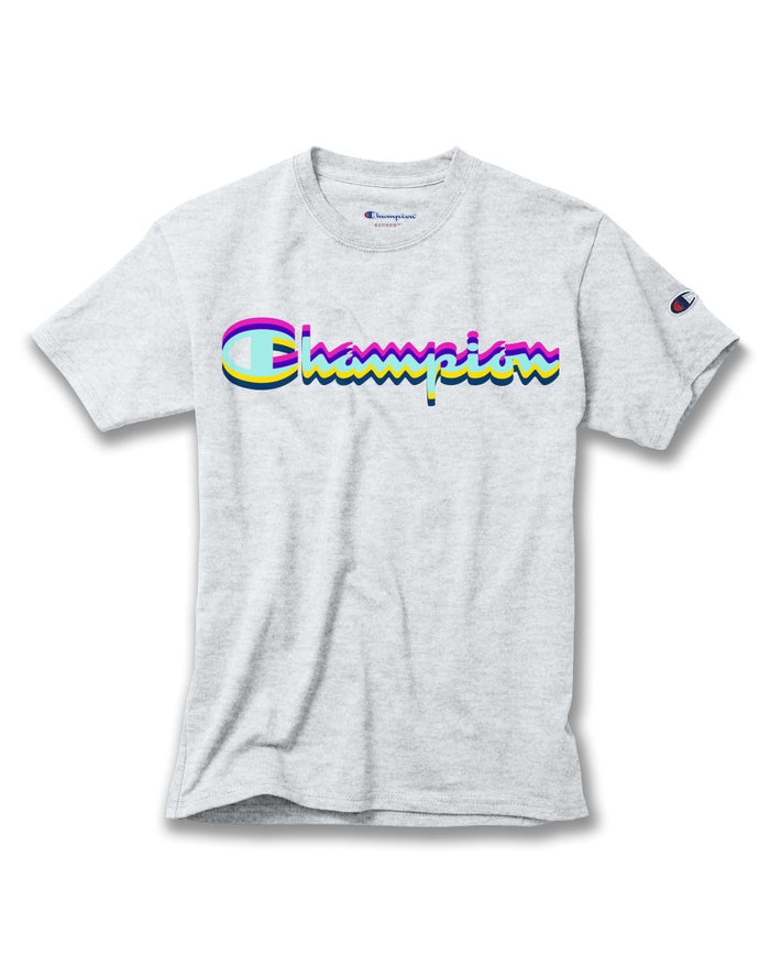 Champion Cotton Script Logo Erkek Çocuk Tişört Gri ( TMWOYQ514 )